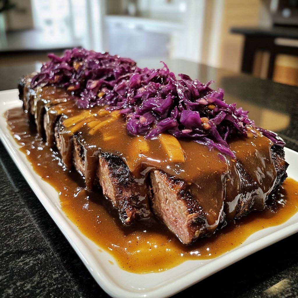 Deftiger Hausmannskost-Rinderbraten mit Rotkohl
