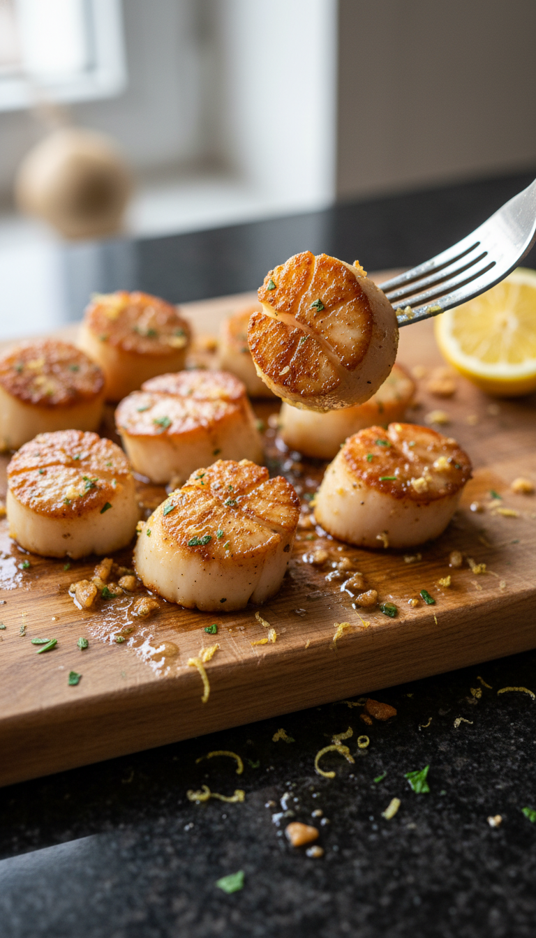 Zitronen Knoblauch Pfannen Jakobsmuscheln​