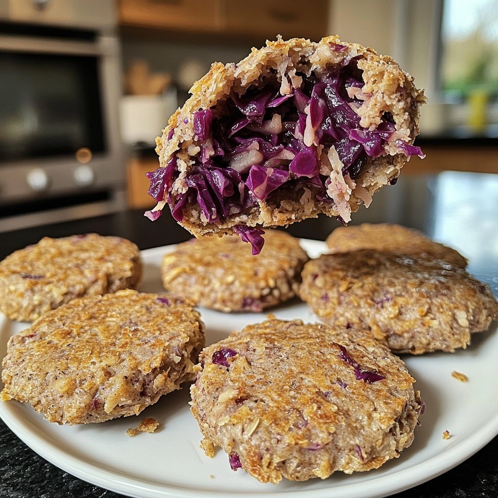 Vegane Linsen Medaillons mit Rotkohl