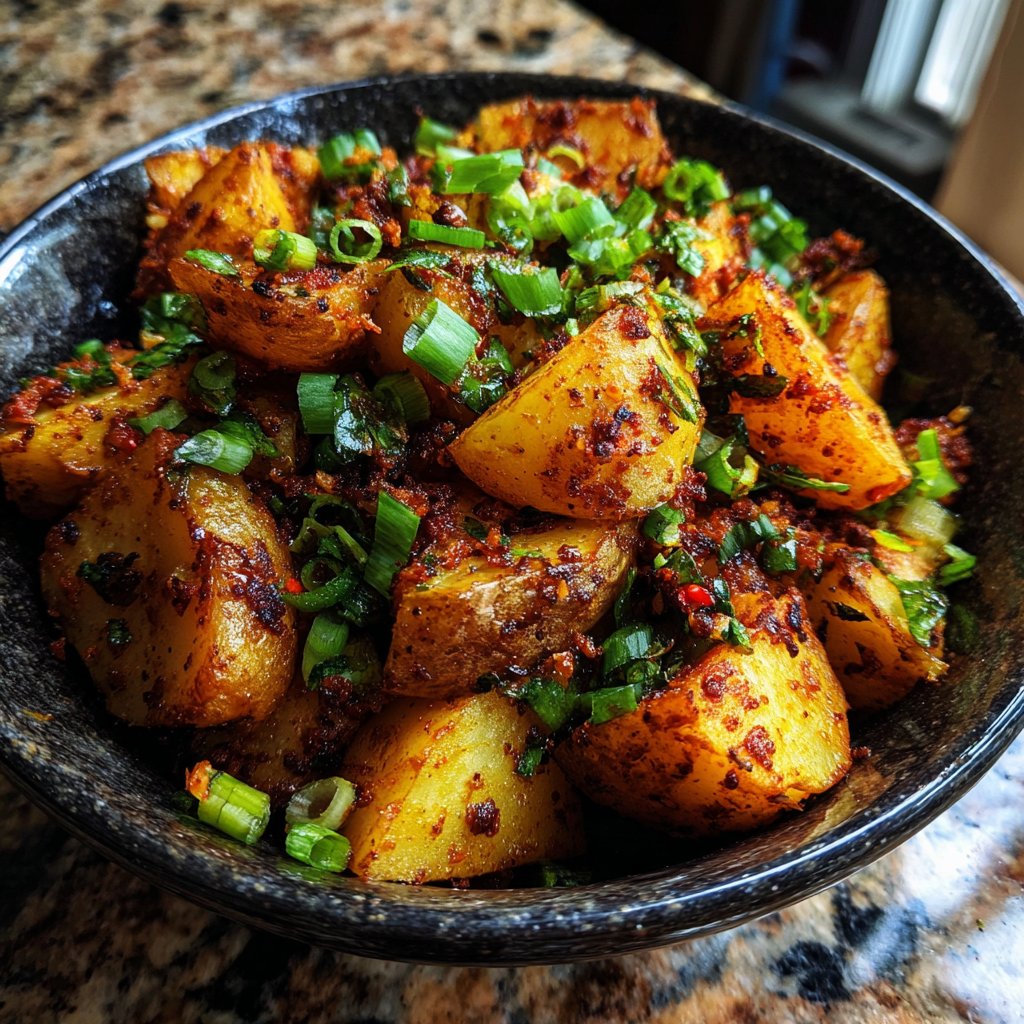 Herzhafte Chili gewürzte Kartoffeln
