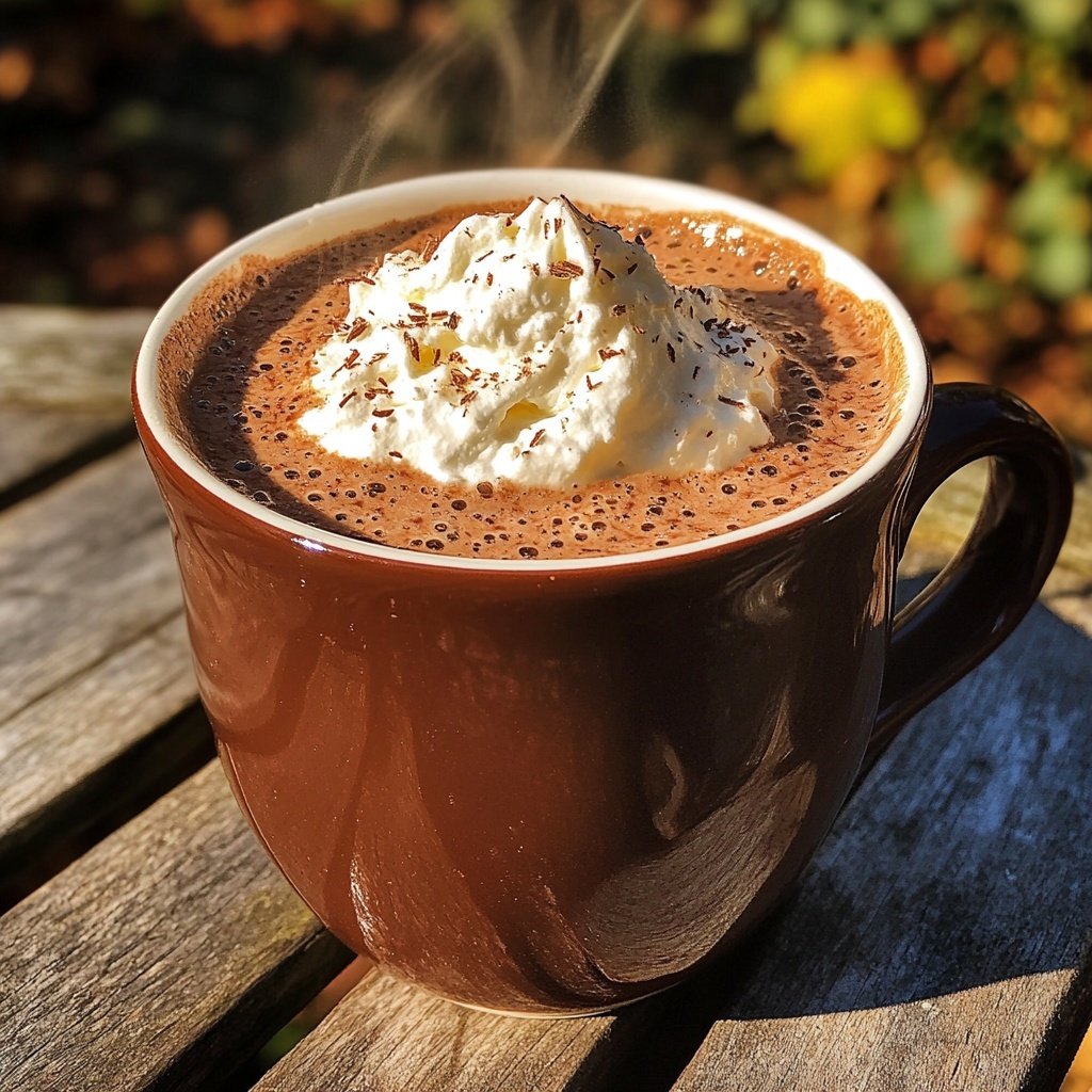 Heiße Schokolade mit Zimt, Vanille und Sahnehaube