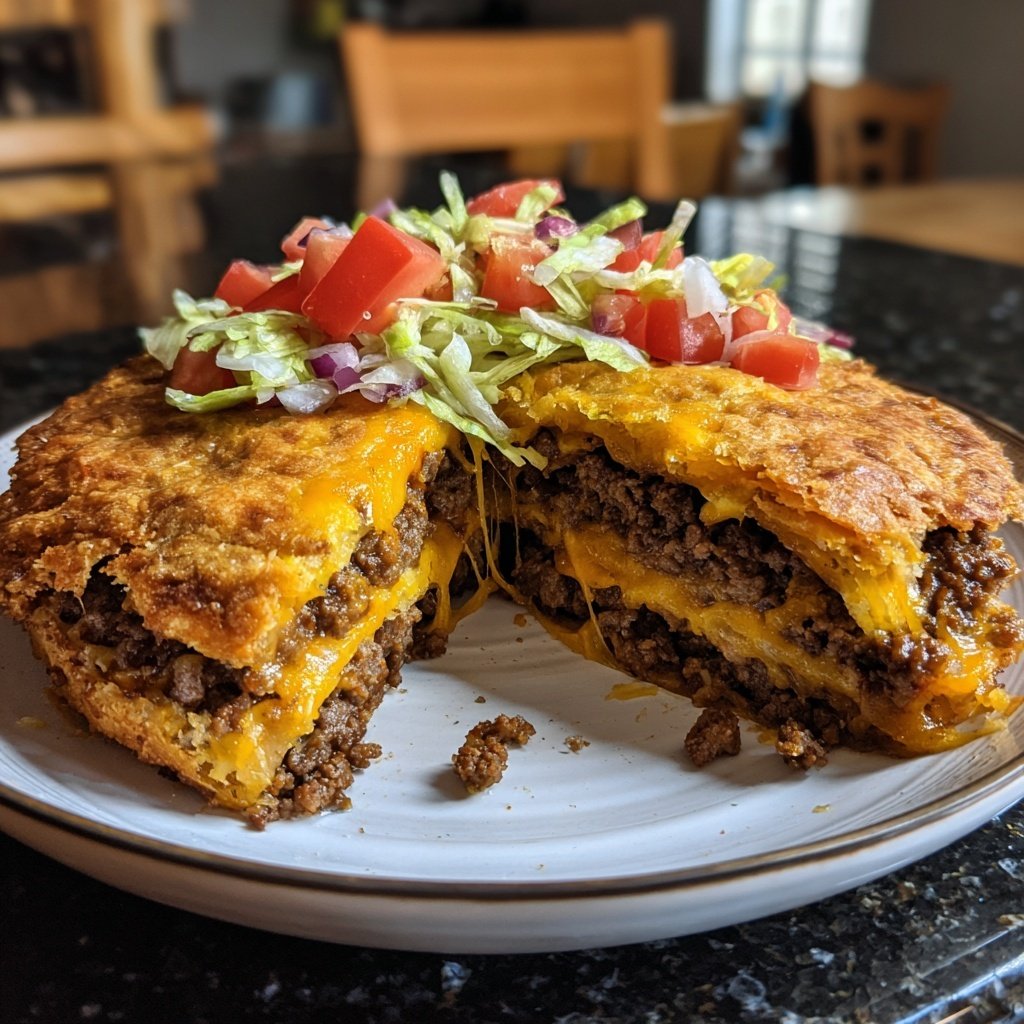 Cheeseburger Kuchen Rinderhackfleisch Kruste
