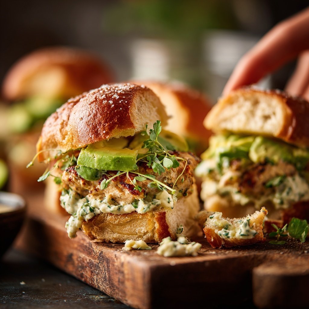 Kräuter Truthahn und Avocado Sliders