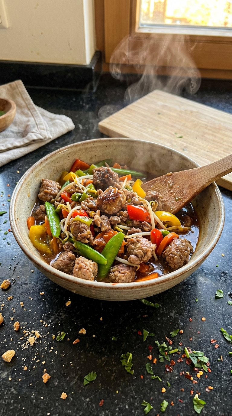 Schnelle Asia Hack Pfanne