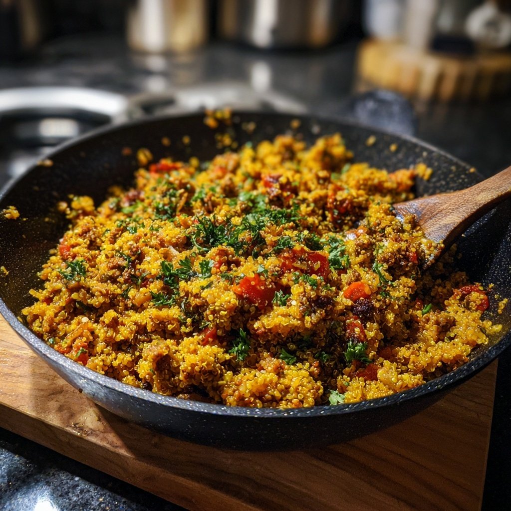 Hackfleisch und Quinoa Pfanne