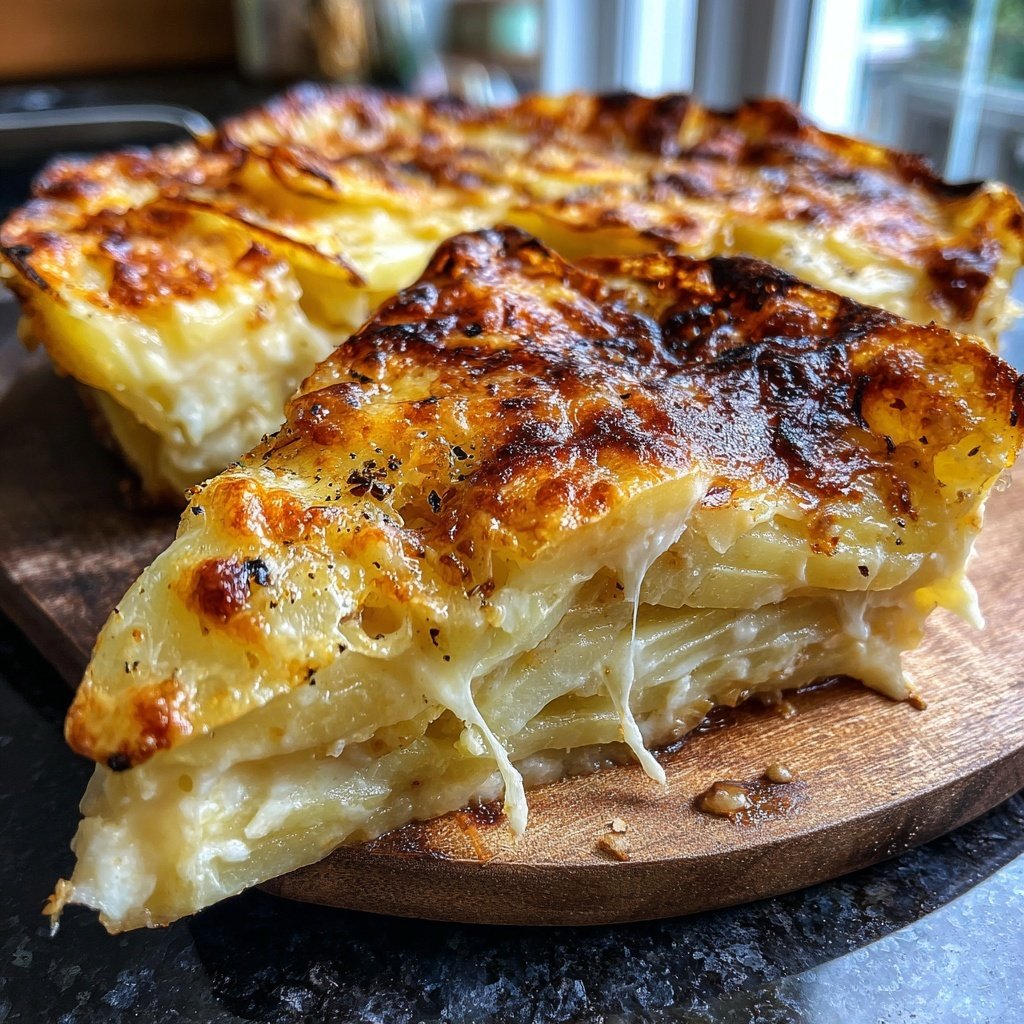 Kartoffelgratin-Raclettepfännchen mit Sahne, Knoblauch und Käse​
