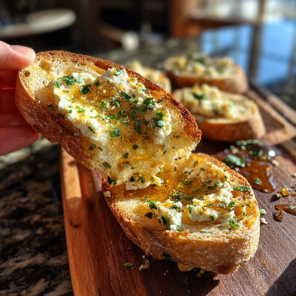 Kräuter Ziegenkäse Crostini Häppchen