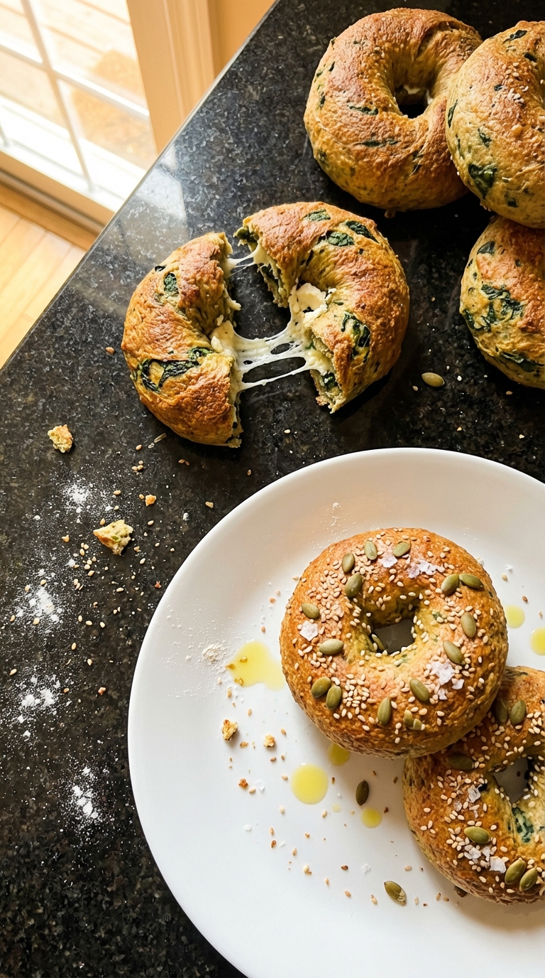 Herzhafte Spinat Protein Bagels​