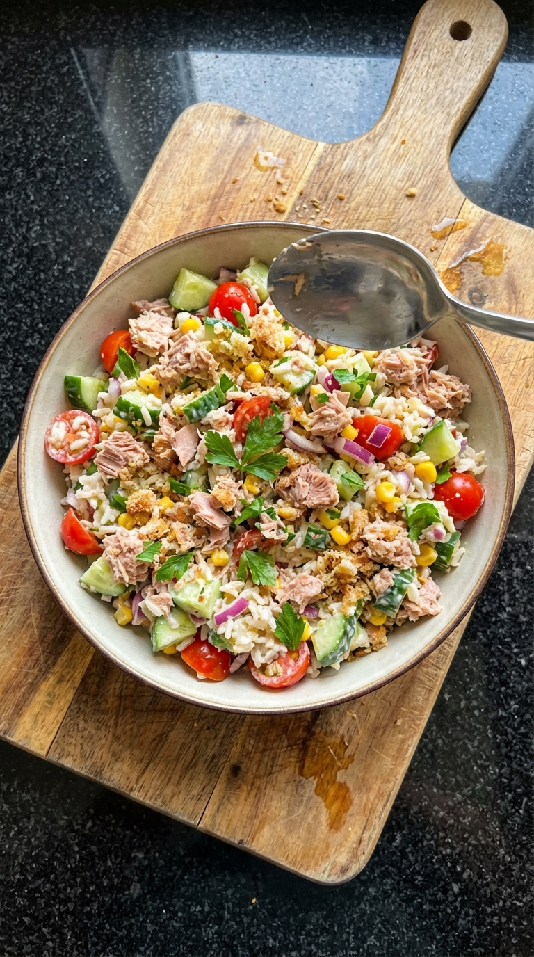 Schneller Thunfisch Reis Salat